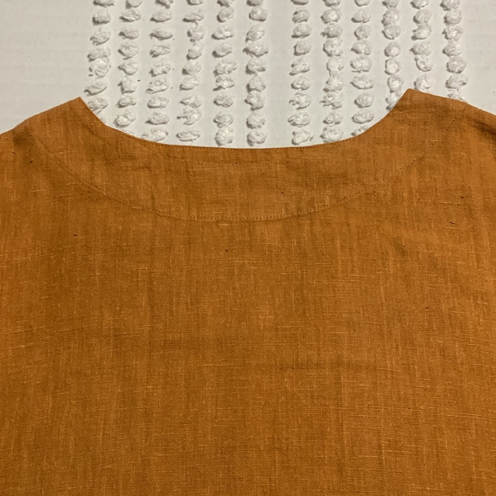 bryn Walker Women’s Pullover Boxy Oversized Flax Linen Terracotta Top Medium - Picture 3 of 15